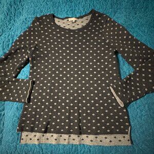 Benedetta B Made Italy Merino Wool Cashmere Blend Gray Polka Dot Size L